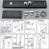 LED Shower Panel Tower Massage System Rain&Waterfall Jets Faucet Stainless Steel