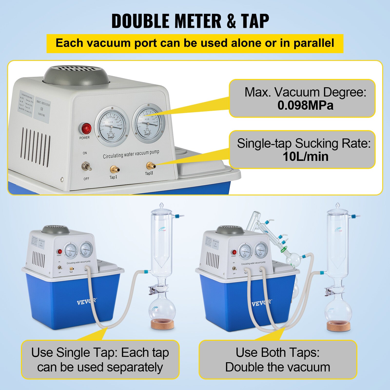 Circulating Water Vacuum Pump Air 60L/min Stainless 180W Lab Equipment