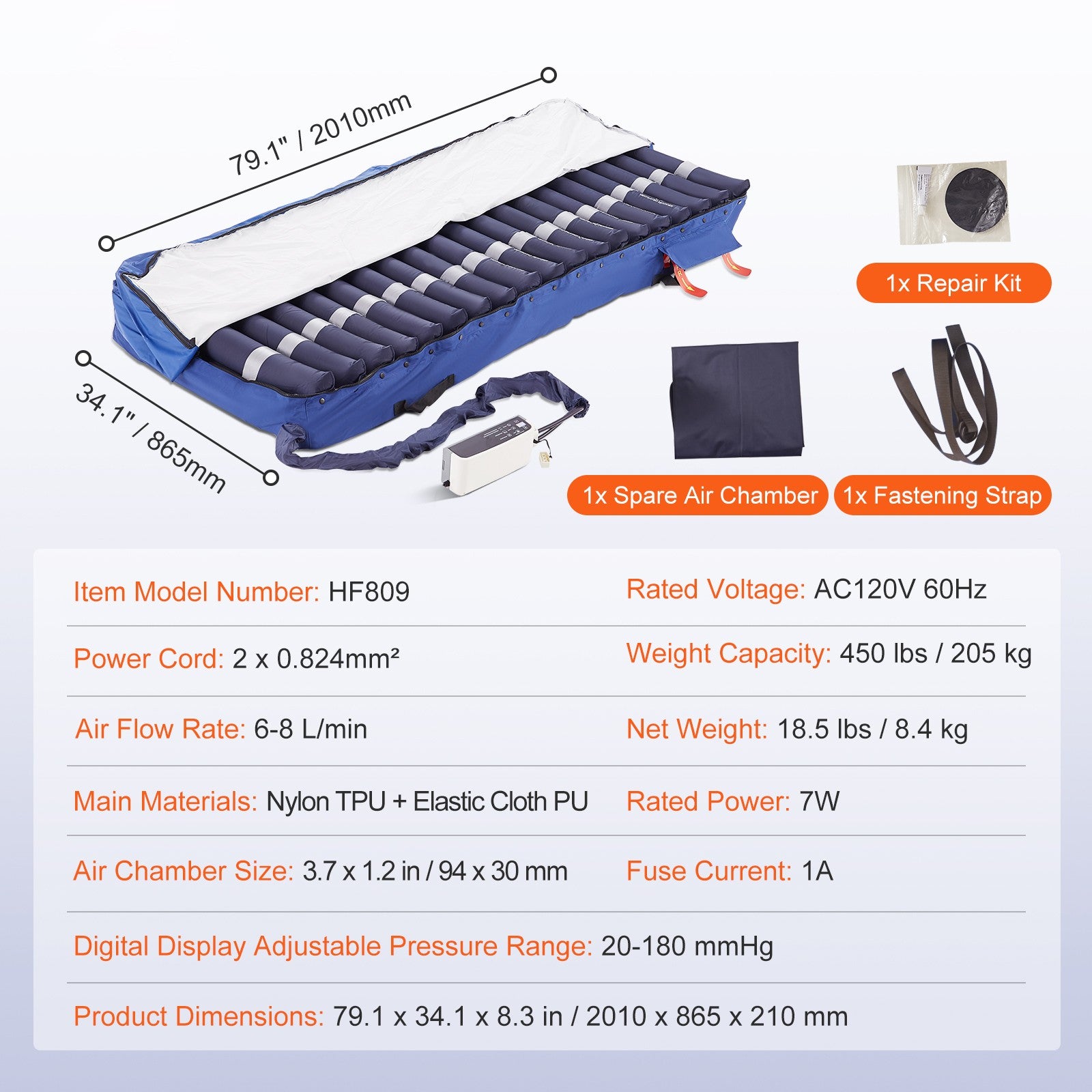 Alternating Air Pressure Mattress Dual-Layer 19 Air Chamber 450LBS Loading