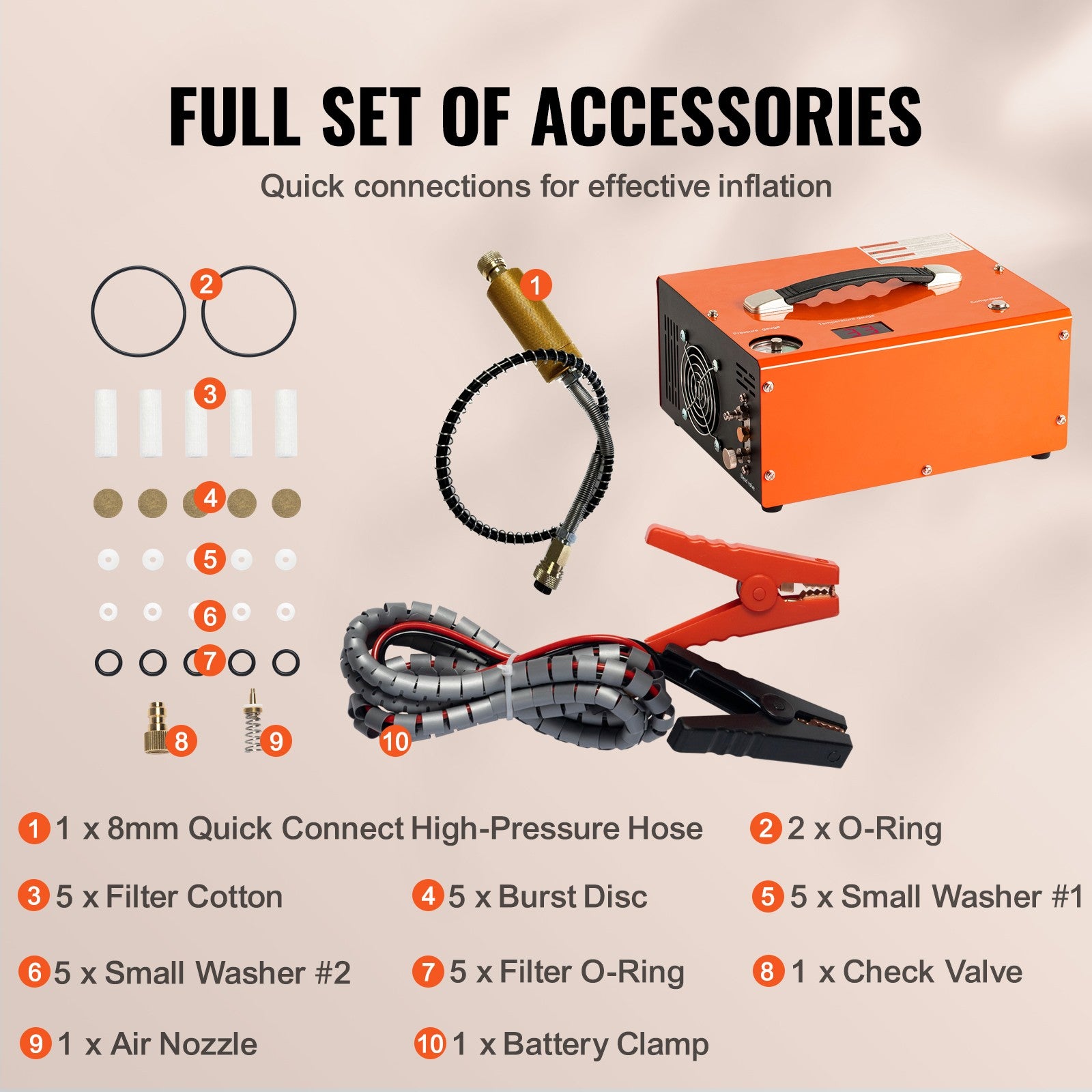 PCP Air Compressor 4500PSI/30Mpa Built-in Converter DC12V/AC120V Auto-Stop