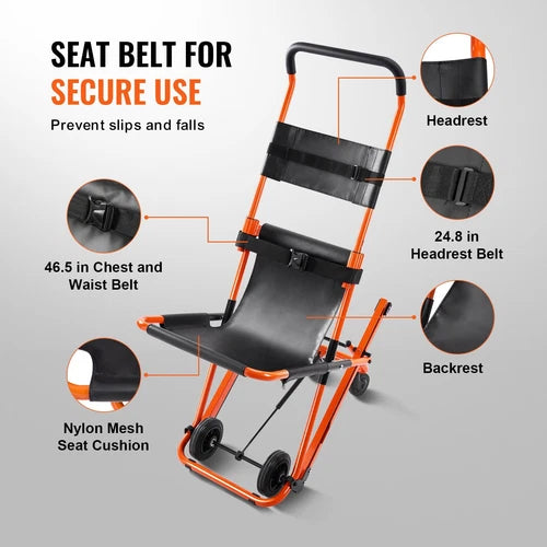 VEVOR Manual Stair Chair, 350 lbs Load Capacity, Foldable Emergency Stair