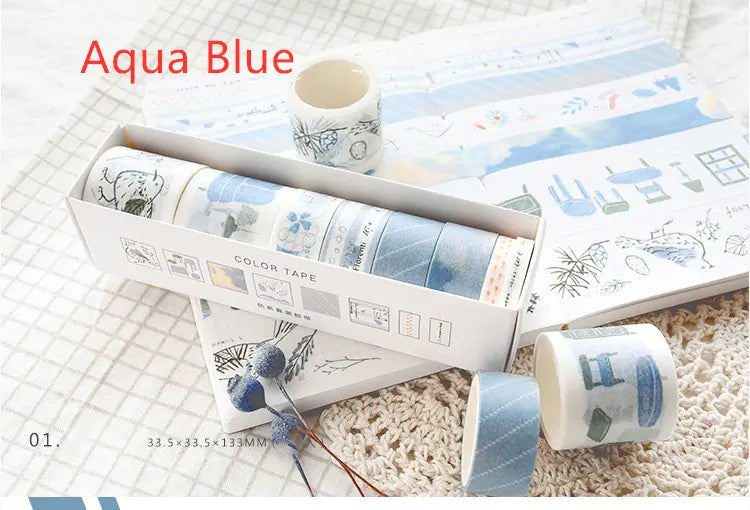 Creative Adhesive Scrapbooking Colors Decorative Washi Tape Bundle (8 Rolls)