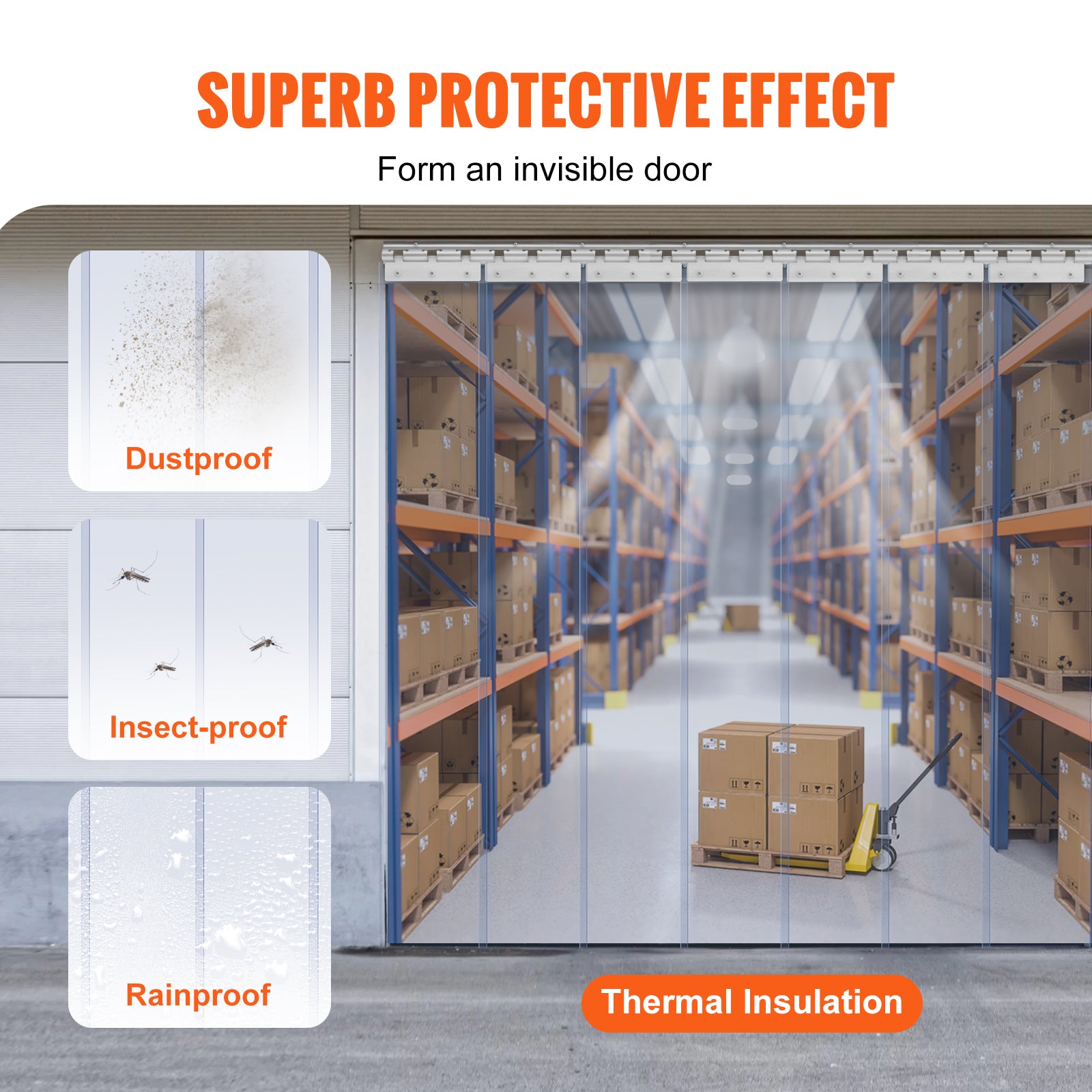 VEVOR Strip Curtain PVC Door Curtain 38" x 84"-96" x 96" Cooler Freezer Plastic