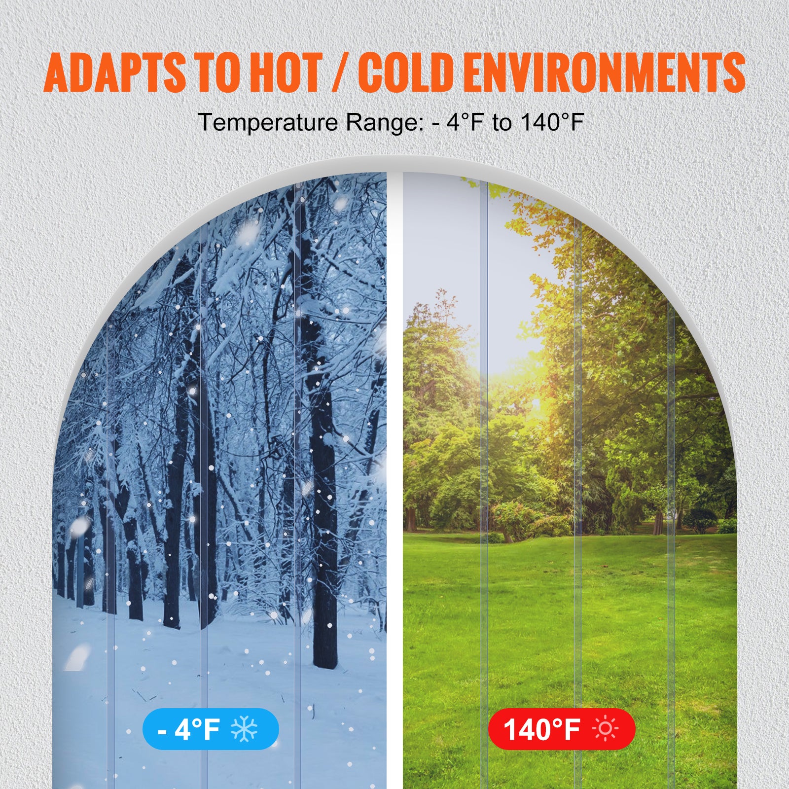 VEVOR Strip Curtain PVC Door Curtain 38" x 84"-96" x 96" Cooler Freezer Plastic