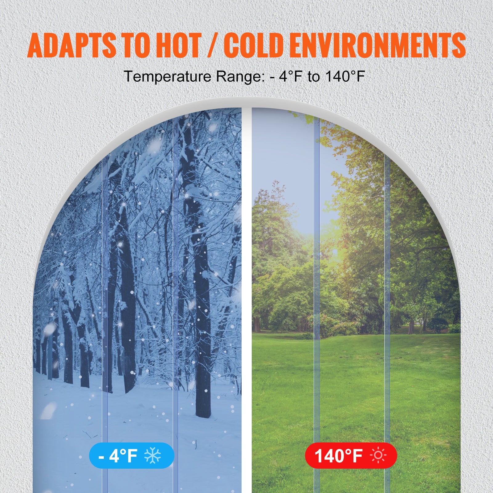 VEVOR Strip Curtain PVC Door Curtain 38" x 84"-96" x 96" Cooler Freezer Plastic