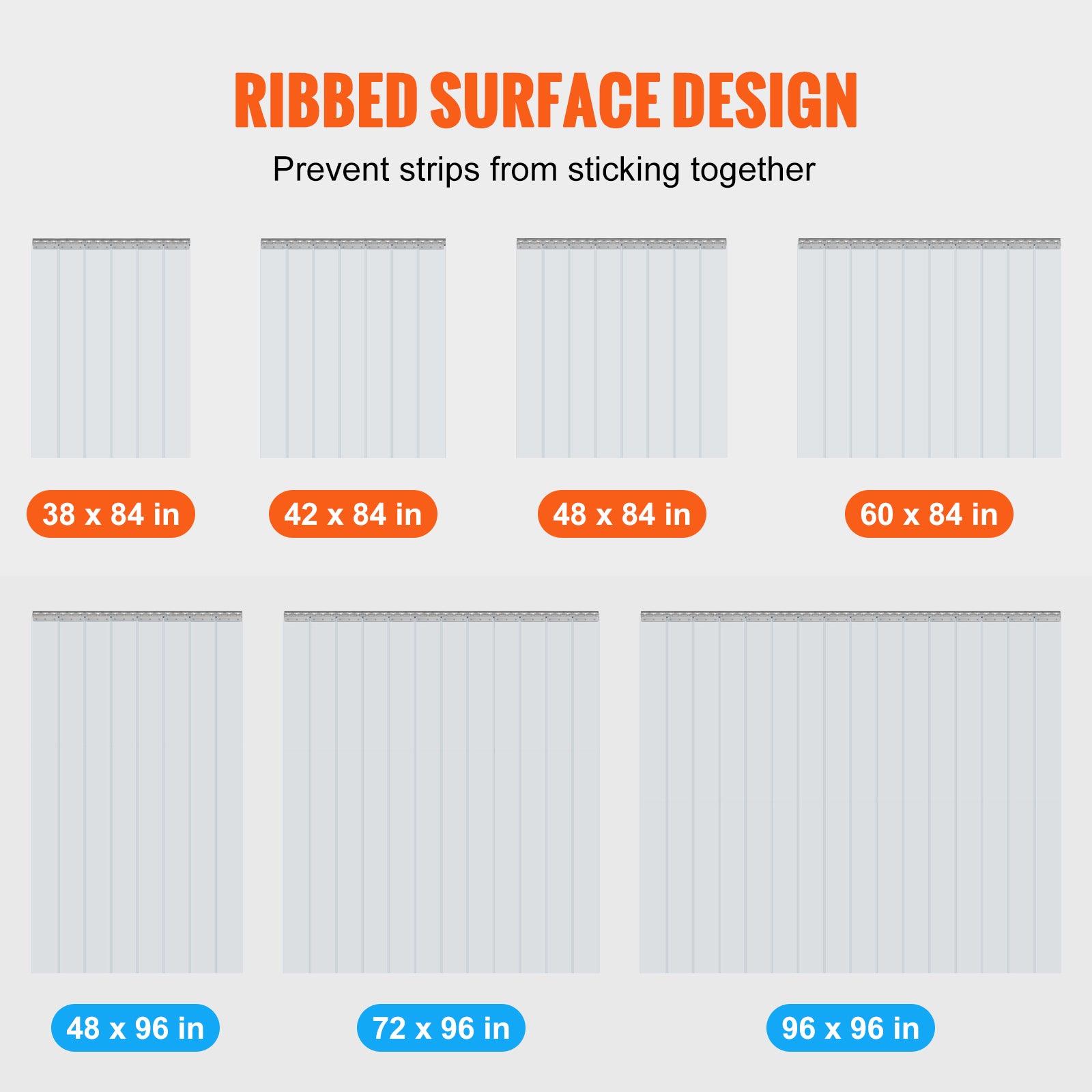 VEVOR Strip Curtain PVC Door Curtain 38" x 84"-96" x 96" Cooler Freezer Plastic