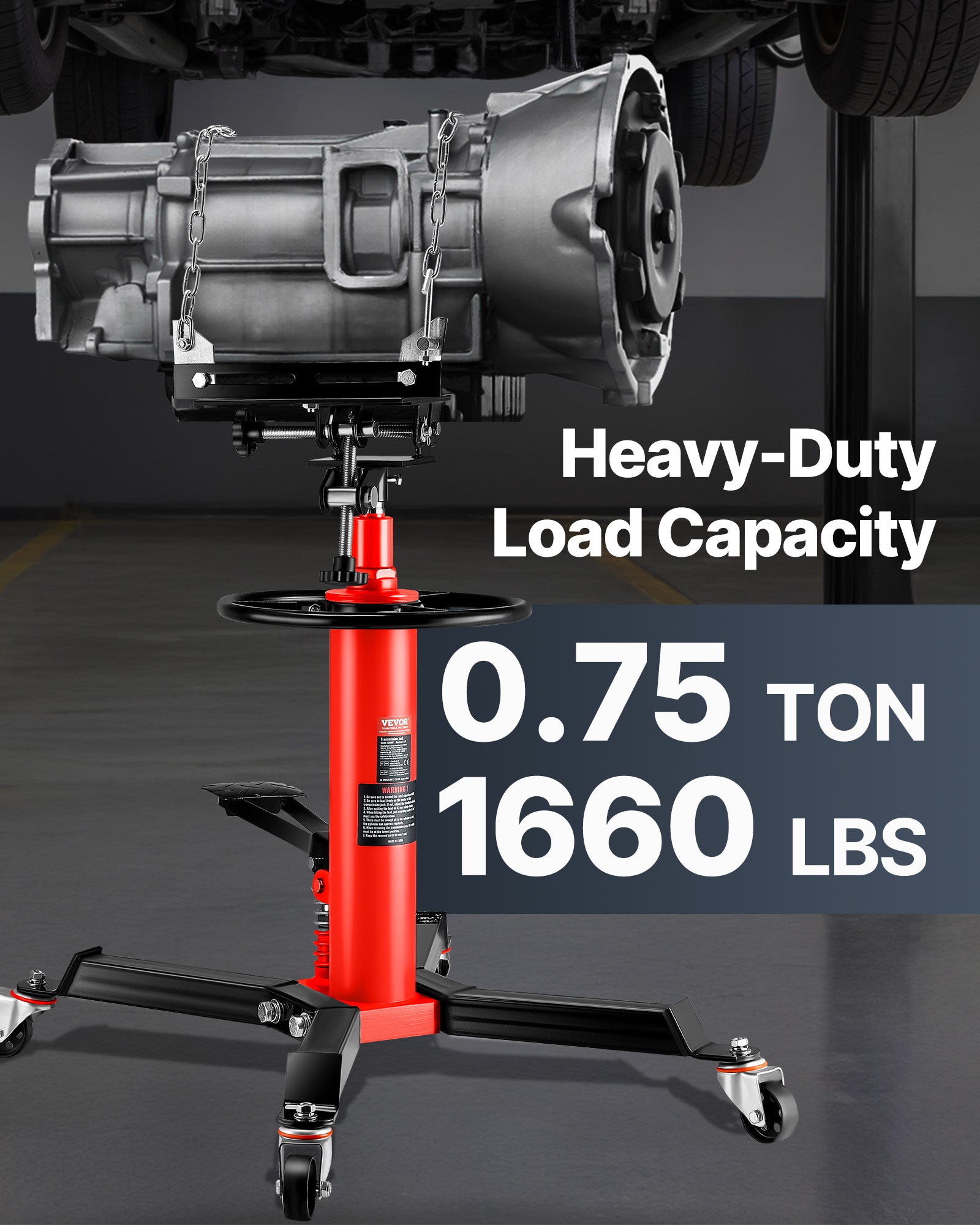 VEVOR 2-Stage Hydraulic Transmission Jack 1100/1322 lbs w/360°Swivel Wheel Lift