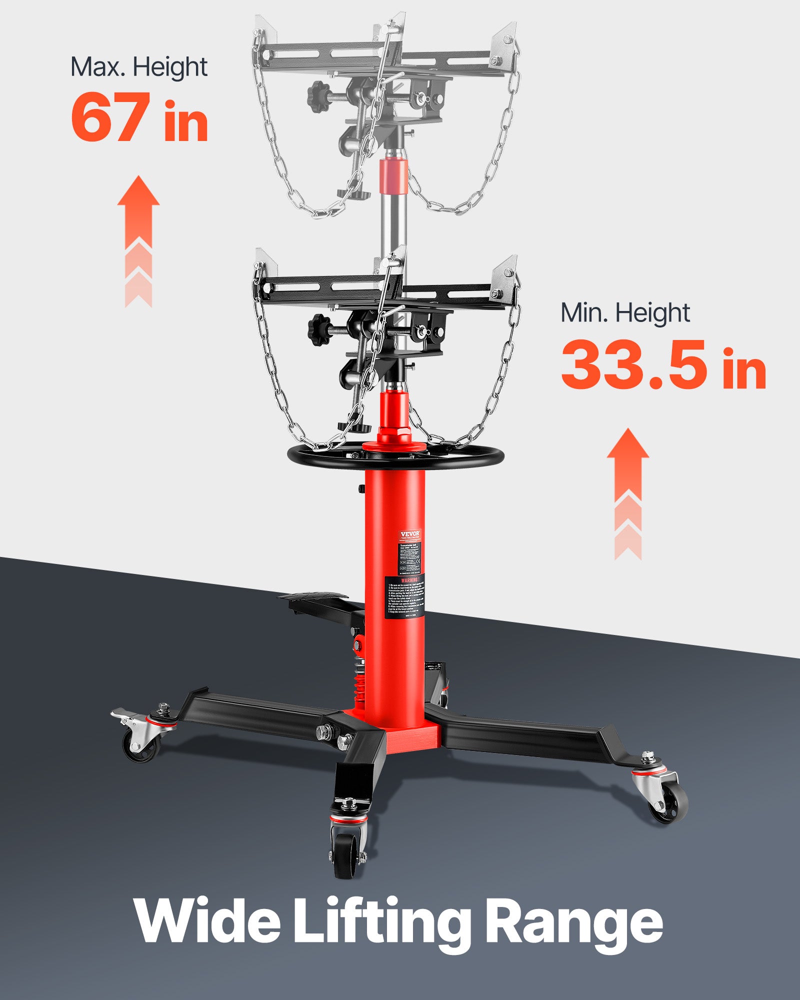 VEVOR 2-Stage Hydraulic Transmission Jack 1100/1322 lbs w/360°Swivel Wheel Lift