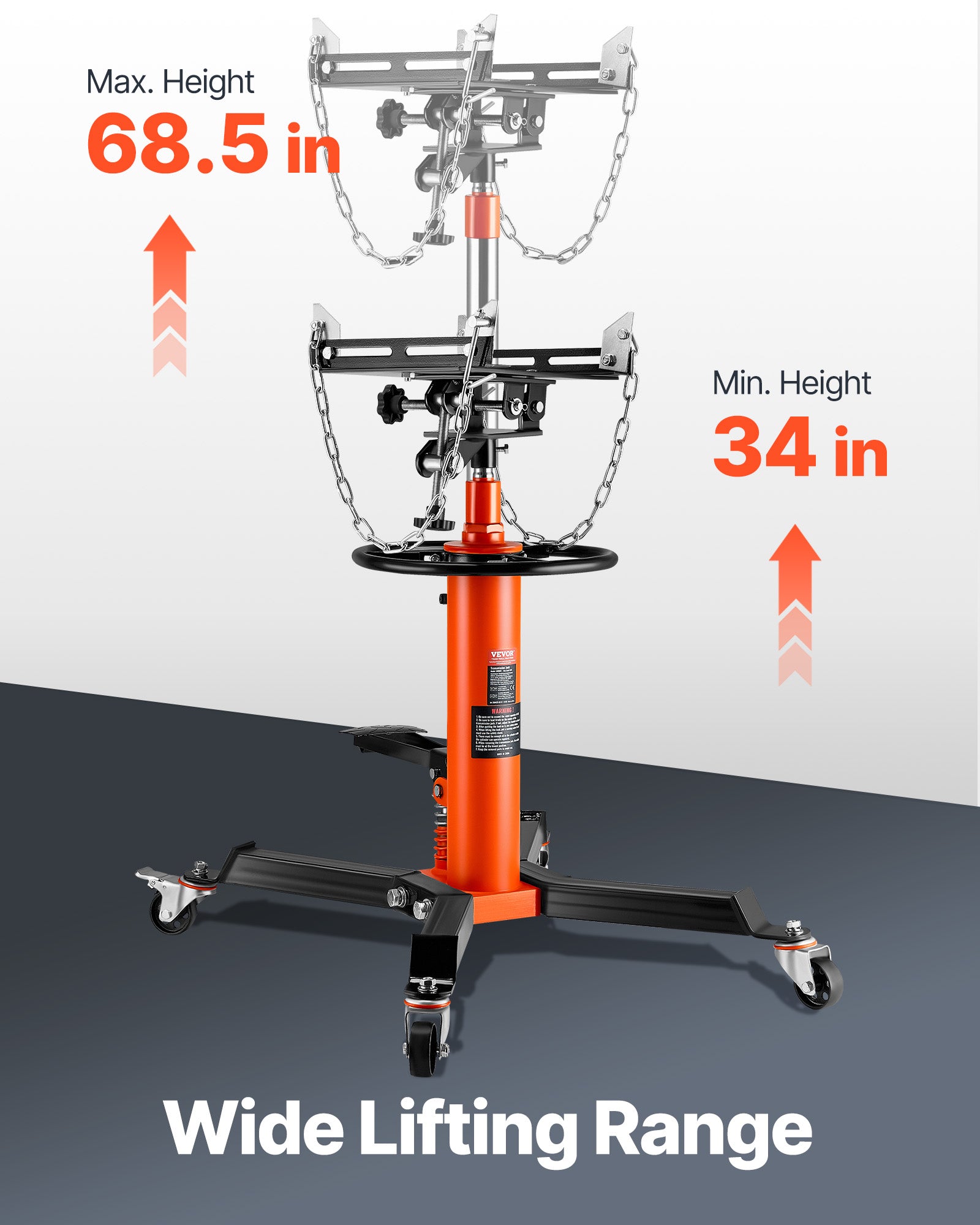 VEVOR 2-Stage Hydraulic Transmission Jack 1100/1322 lbs w/360°Swivel Wheel Lift