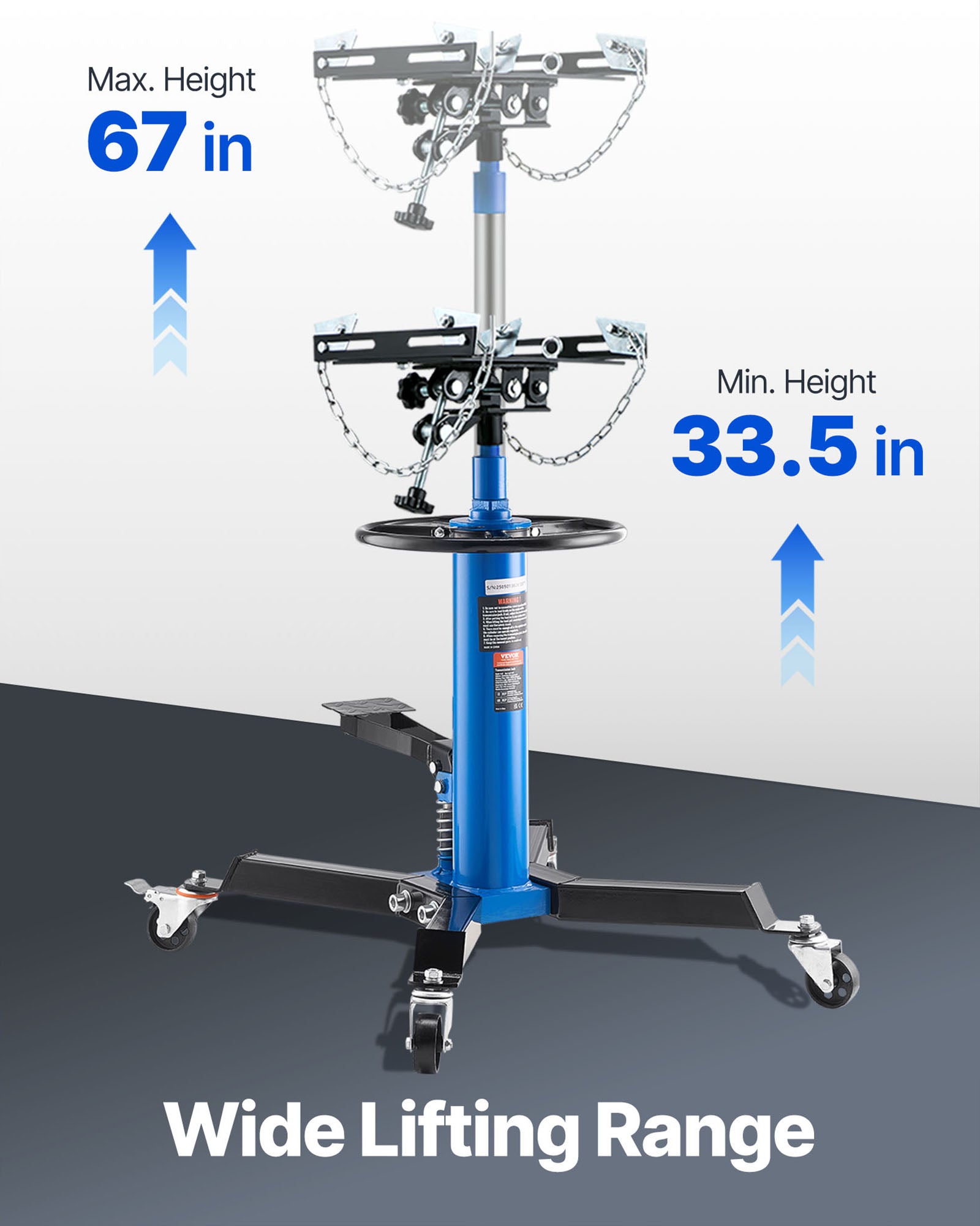 VEVOR 2-Stage Hydraulic Transmission Jack 1100/1322 lbs w/360°Swivel Wheel Lift