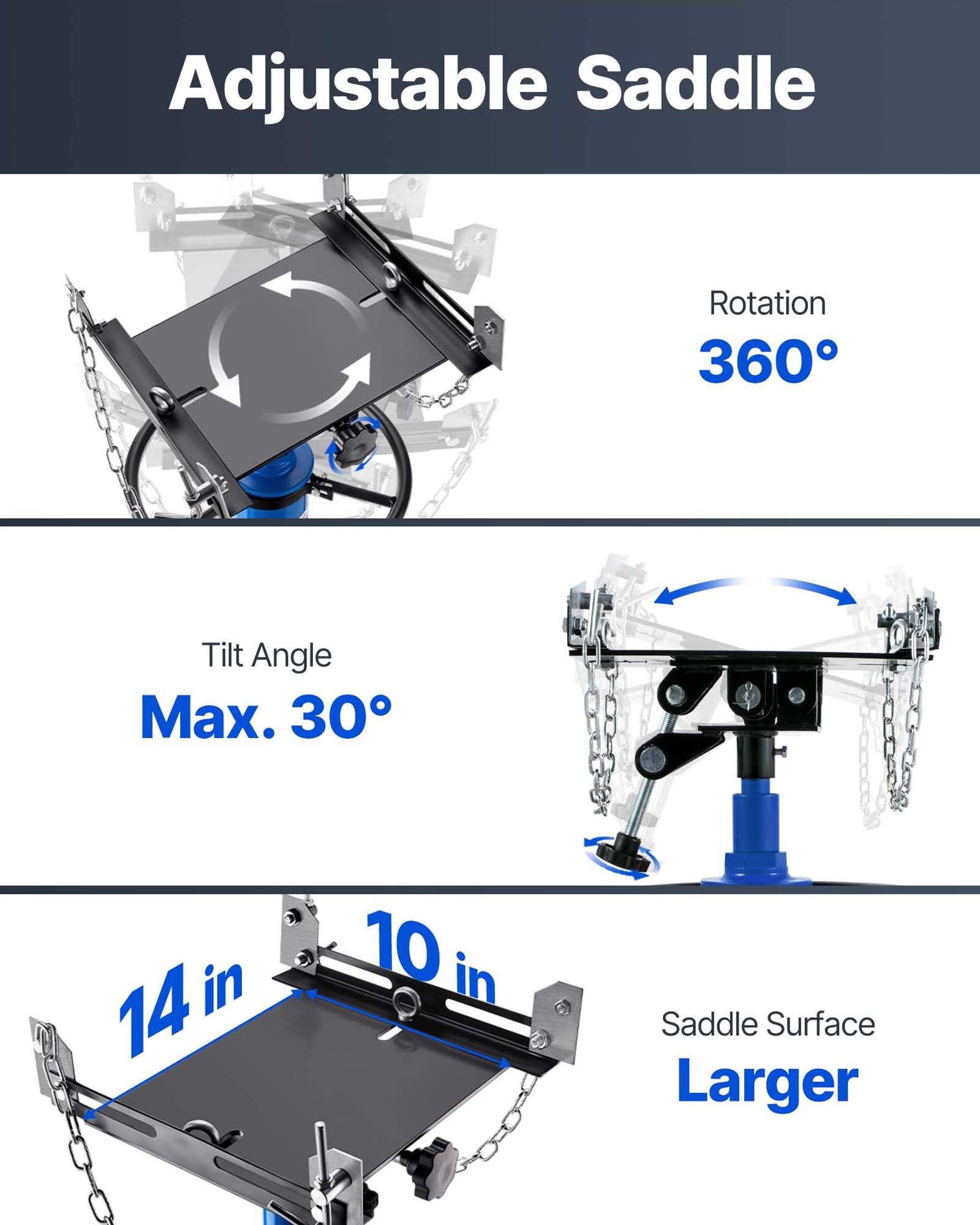 VEVOR 2-Stage Hydraulic Transmission Jack 1100/1322 lbs w/360°Swivel Wheel Lift