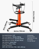 VEVOR 2-Stage Hydraulic Transmission Jack 1100/1322 lbs w/360°Swivel Wheel Lift