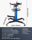 VEVOR 2-Stage Hydraulic Transmission Jack 1100/1322 lbs w/360°Swivel Wheel Lift