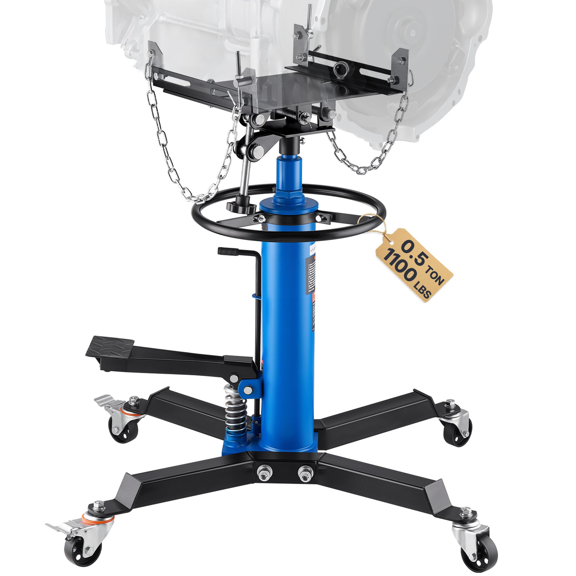 VEVOR 2-Stage Hydraulic Transmission Jack 1100/1322 lbs w/360°Swivel Wheel Lift