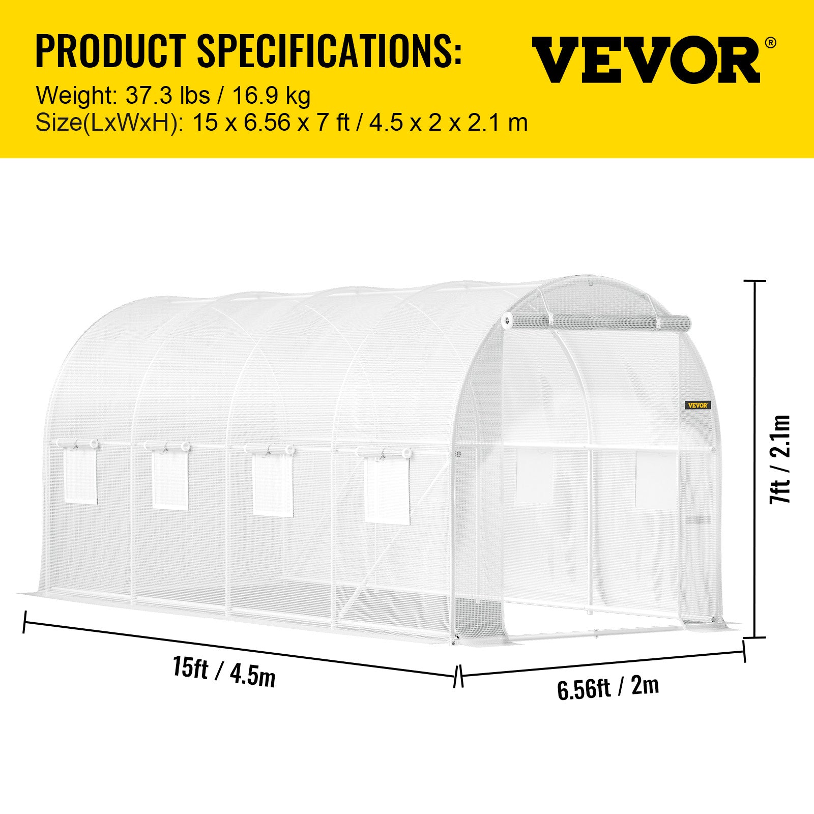 VEVOR Walk-in Greenhouse Galvanized Frame &amp; Waterproof Cover Green/White