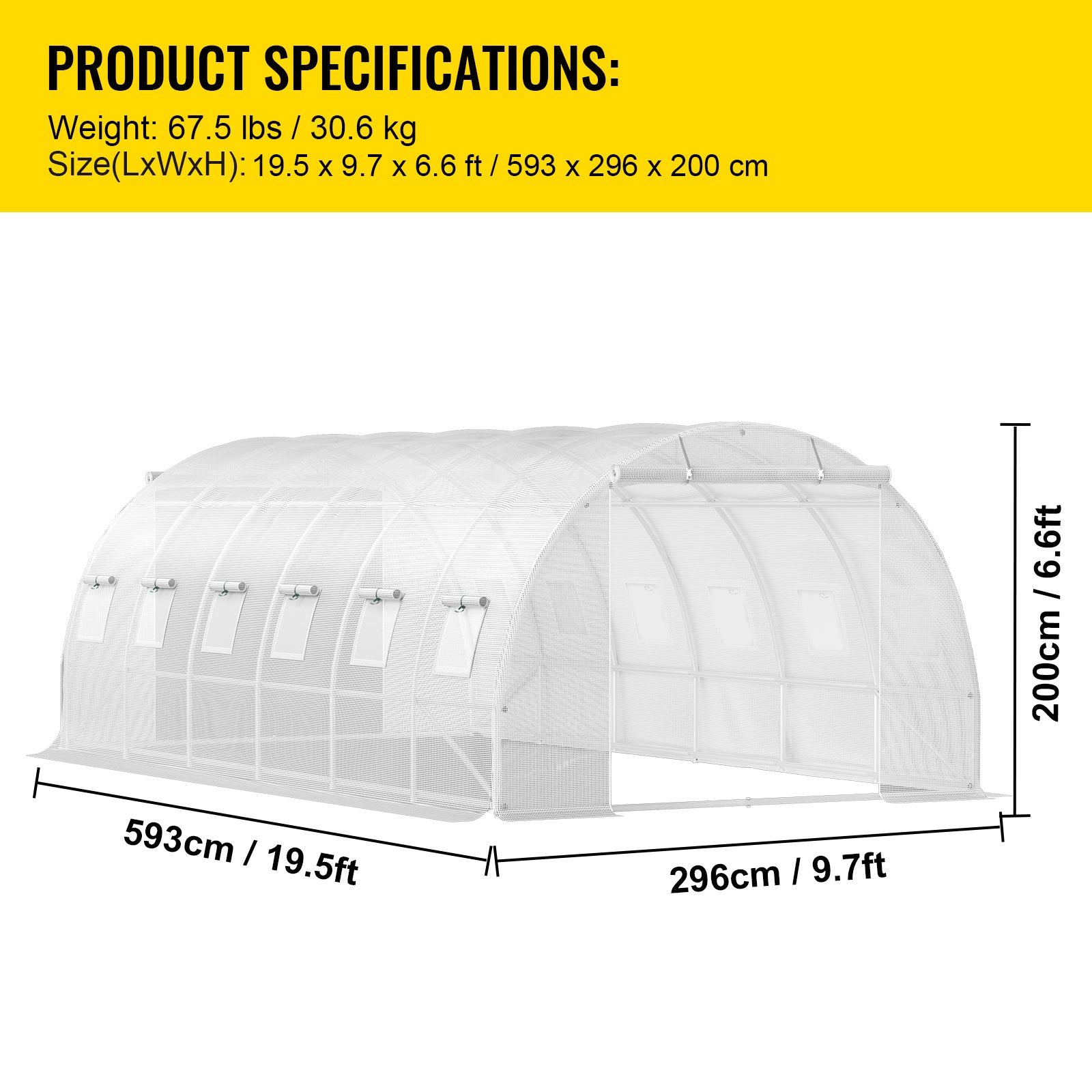 VEVOR Walk-in Greenhouse Galvanized Frame &amp; Waterproof Cover Green/White