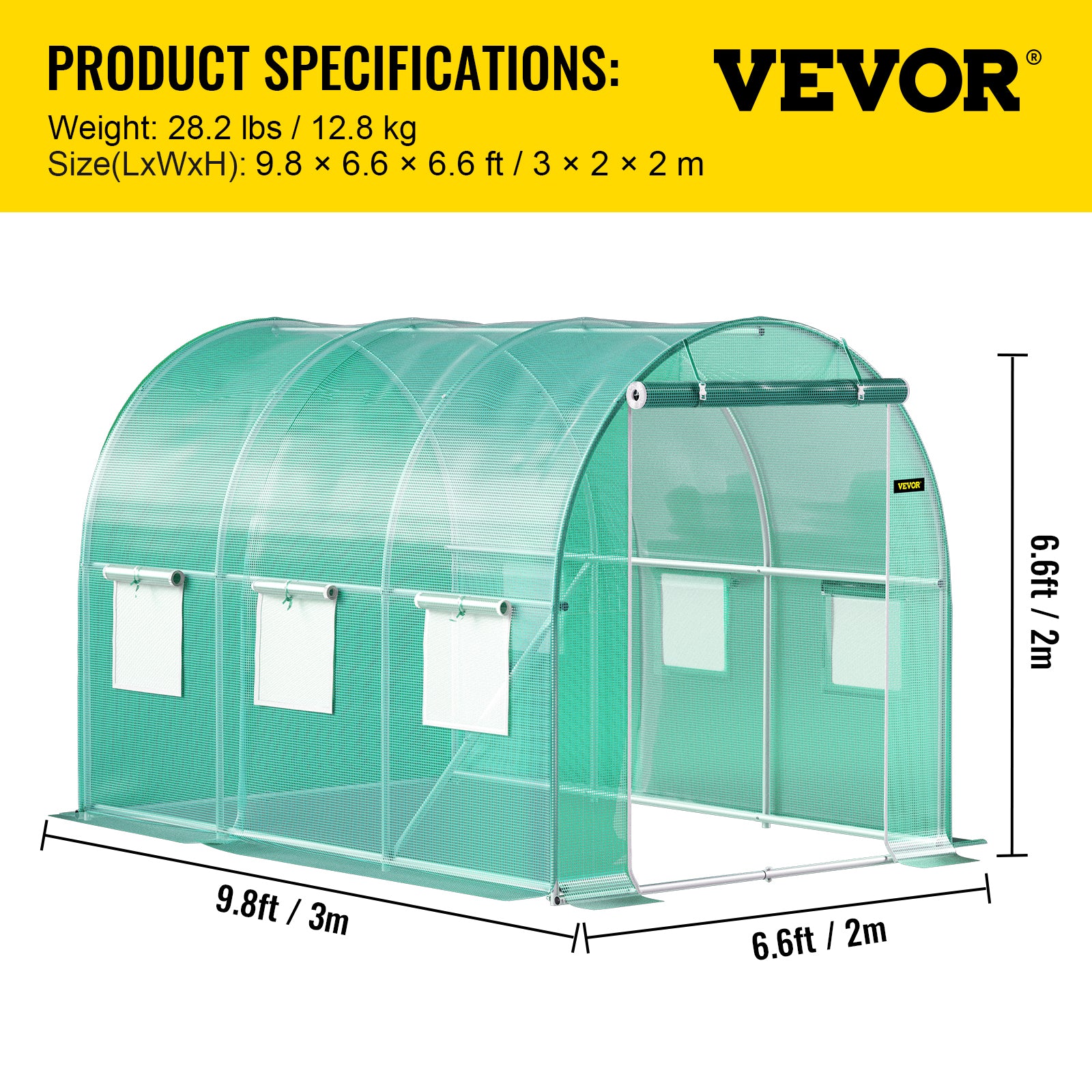 VEVOR Walk-in Greenhouse Galvanized Frame &amp; Waterproof Cover Green/White