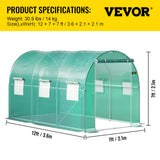 VEVOR Walk-in Greenhouse Galvanized Frame &amp; Waterproof Cover Green/White