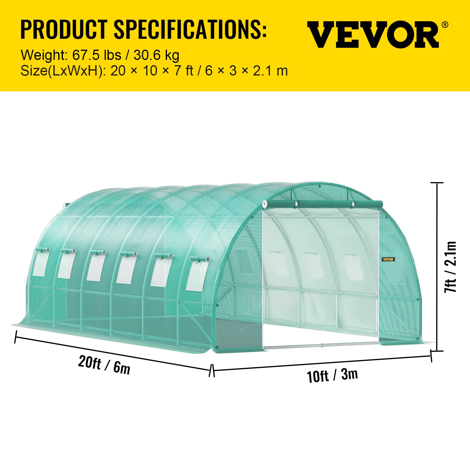 VEVOR Walk-in Greenhouse Galvanized Frame &amp; Waterproof Cover Green/White