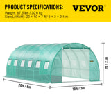 VEVOR Walk-in Greenhouse Galvanized Frame &amp; Waterproof Cover Green/White