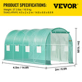 VEVOR Walk-in Greenhouse Galvanized Frame &amp; Waterproof Cover Green/White