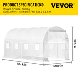 VEVOR Walk-in Greenhouse Galvanized Frame &amp; Waterproof Cover Green/White