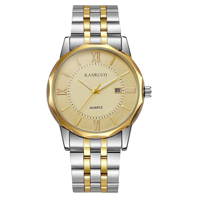 Stylish Men's Brand Watch with Calendar and Steel Band Minimalist