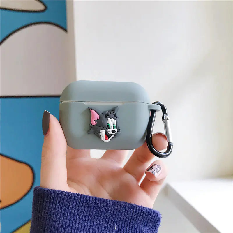 Playful Cat & Mouse AirPods Silicone Case Protective  Snug Fit