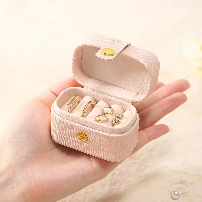 Compact Leather Ring Travel Case Ring Case Organizer