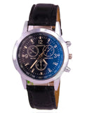 GENEVA Elegant Blue Glass Three-Eye Men's Quartz Watch