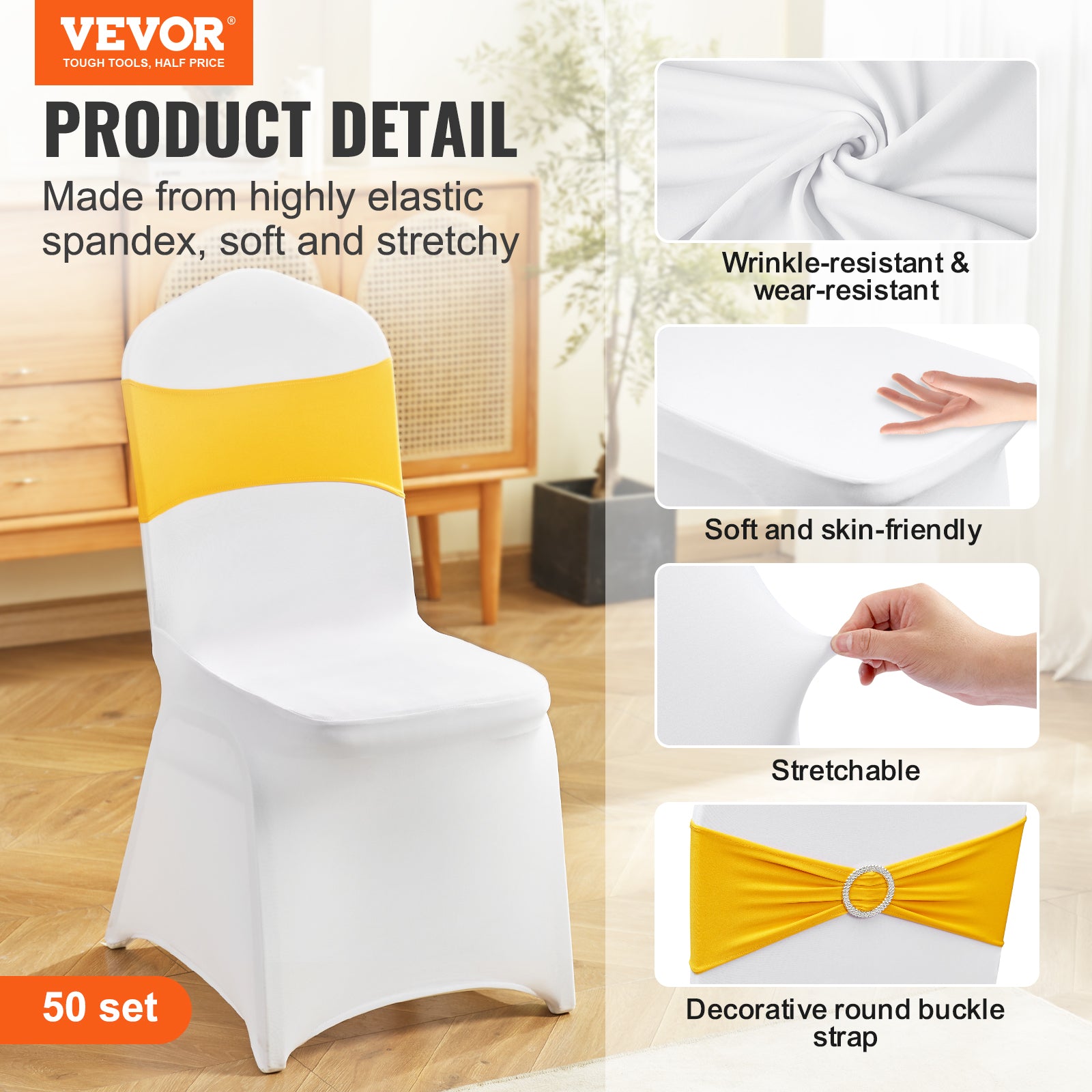 30/50/200PCS Stretch Spandex Folding Chair Covers for Wedding Party Dining