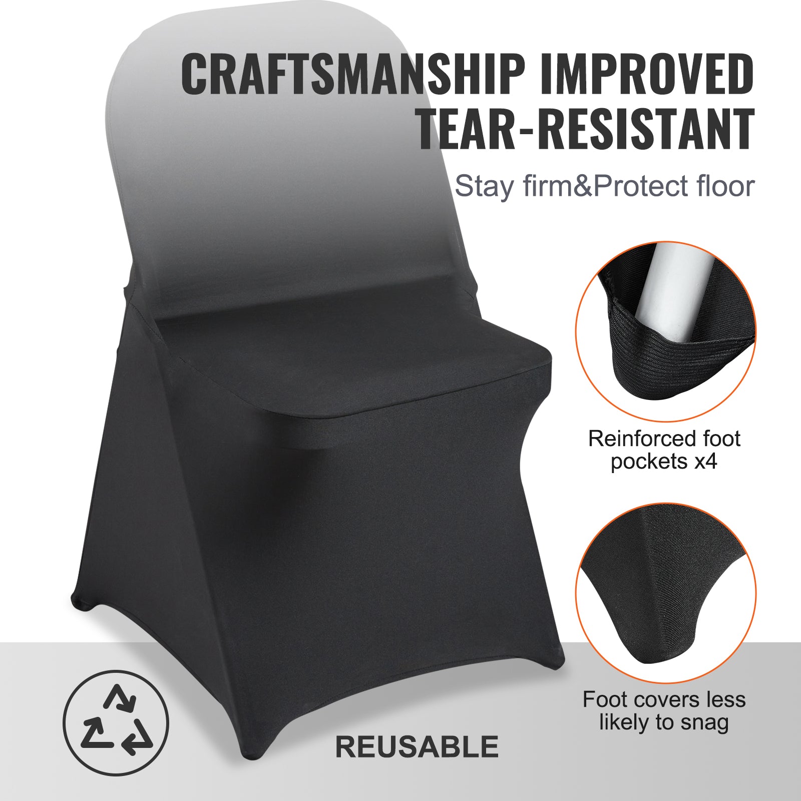 30/50/100PCS White Stretch Folding Chair Covers for Wedding Party Dining