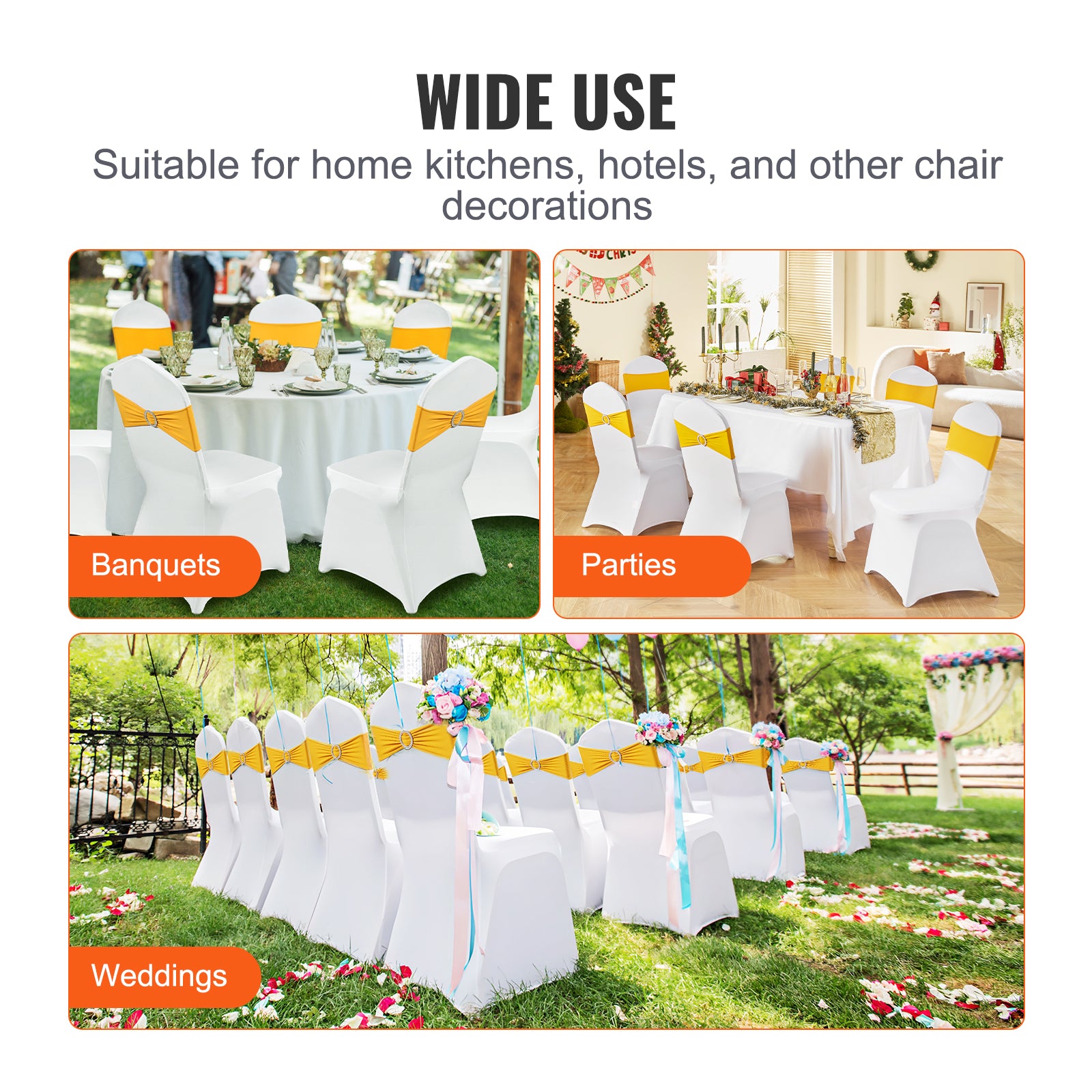 30/50/200PCS Stretch Spandex Folding Chair Covers for Wedding Party Dining