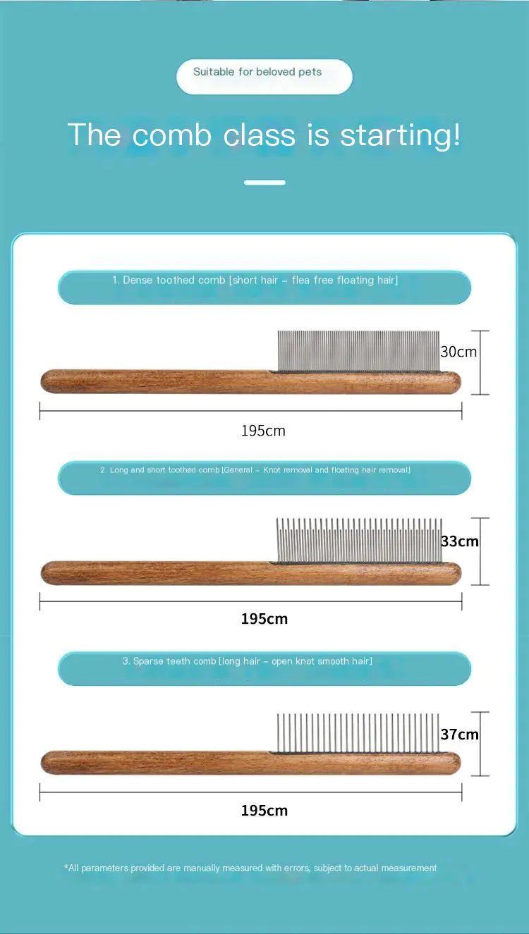 Durability Luxury Pet Styling Comb Wooden Handle Lightweight