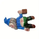 Unique Funny Whimsical Tipsy Gnome Sculpture Statue Home Decor
