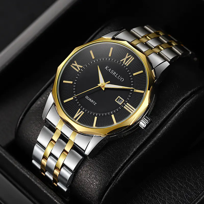 Stylish Men's Brand Watch with Calendar and Steel Band Minimalist