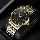 Stylish Men's Brand Watch with Calendar and Steel Band Minimalist